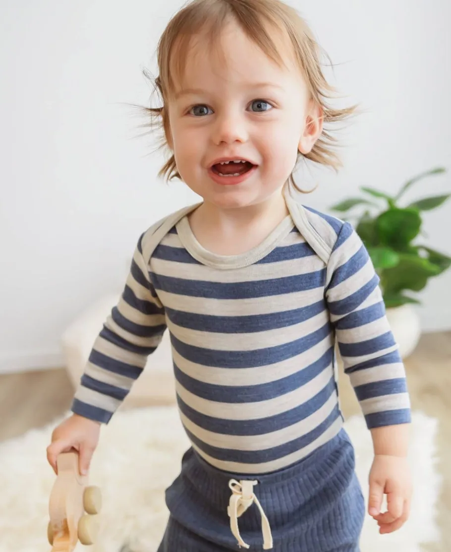 Online Babies' Merino Stripe Long Sleeve Bodysuit Merino