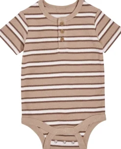 Outlet Babies' Stripe Waffle Short Sleeve Bodysuit Bodysuits