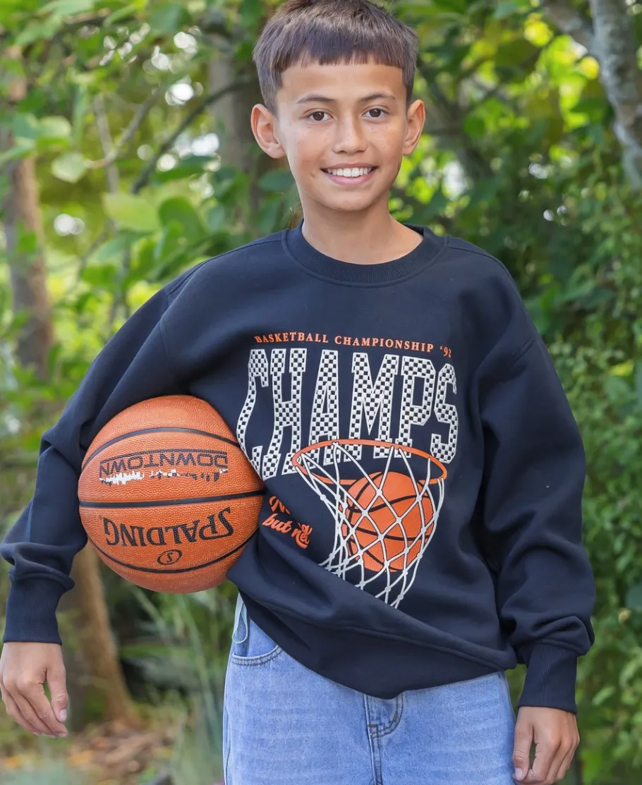 New Kids' Basketball Print Sweatshirt Kids Sweats + Fleece|Kids 8 - 16