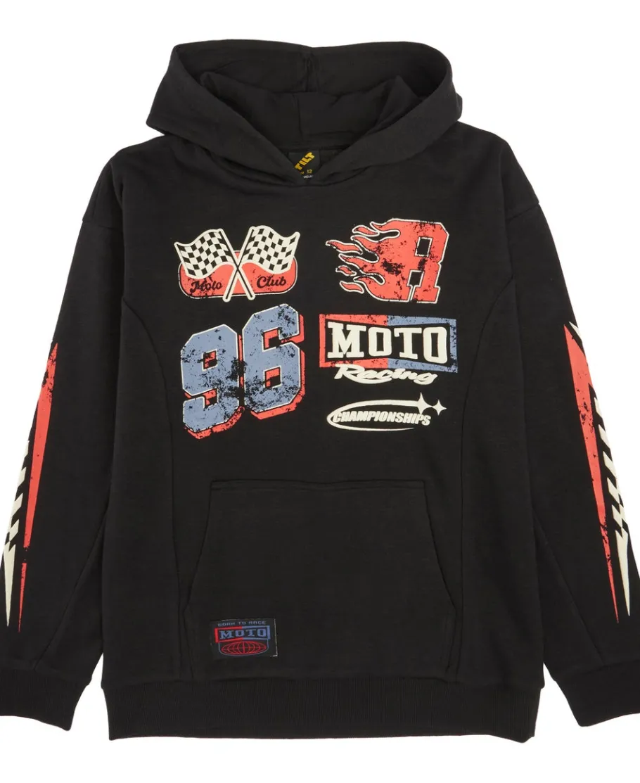 Discount Kids' Moto Print Sporty Panelled Hoodie Kids Sweats + Fleece|Tops