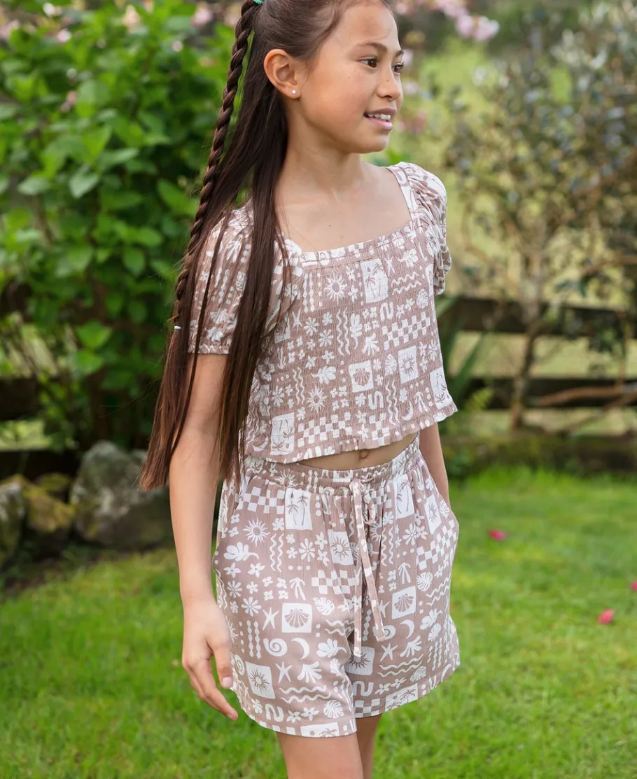 Sale Kids' Short Sleeve Shirred Viscose Co-ord Top Kids Tops|T-Shirts