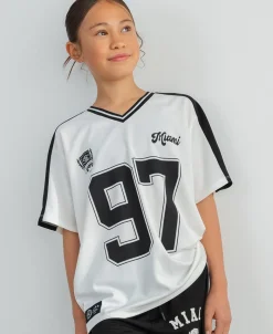 Outlet Kids' Short Sleeve Sporty V Neck Mesh Print Tee Kids Kids 8 - 16