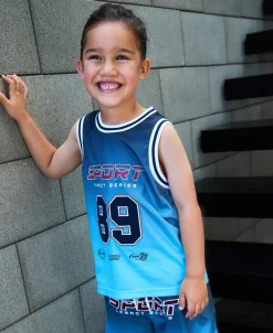 New Little Kids' Basketball Mesh Singlet Kids Tops|T-Shirts