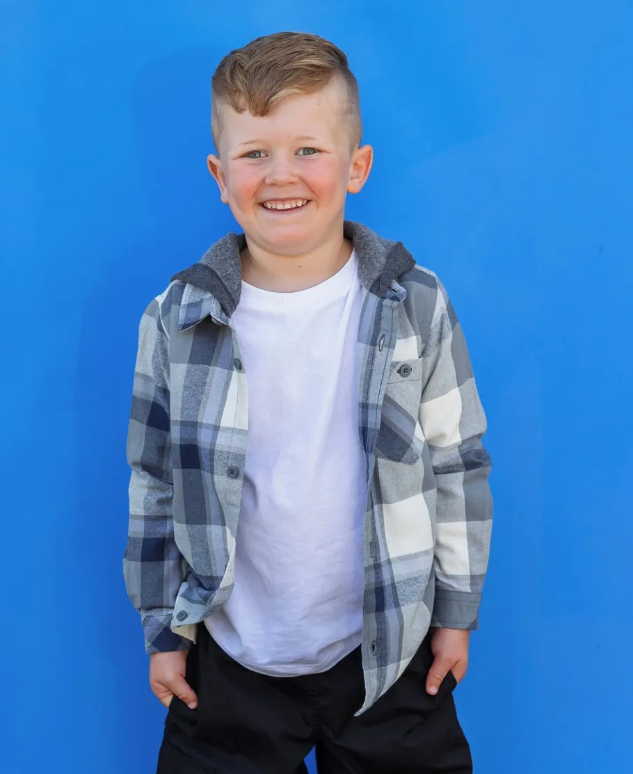 New Little Kids' Flannel Hooded Shirt Kids Kids 1 - 7