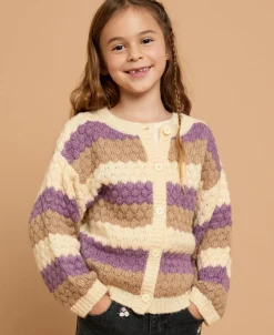 Best Little Kids' Fluffy Textured Stripe Cardigan Kids Kids 1 - 7