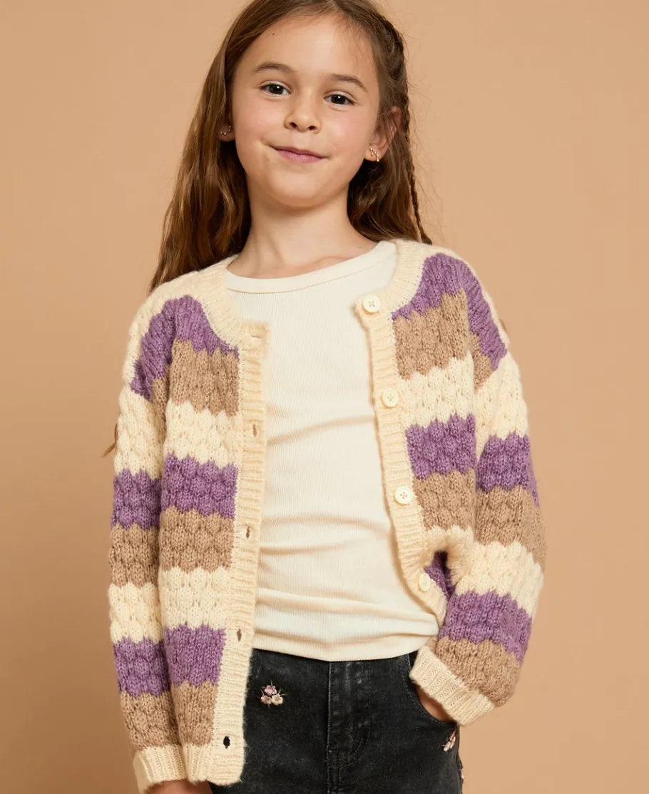 Best Little Kids' Fluffy Textured Stripe Cardigan Kids Kids 1 - 7