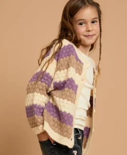 Best Little Kids' Fluffy Textured Stripe Cardigan Kids Kids 1 - 7