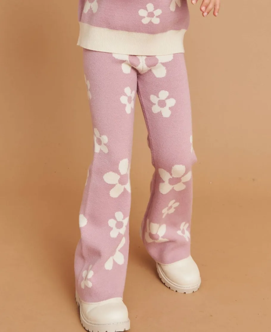 Fashion Little Kids' Jacquard Knit Daisy Flares Kids Bottoms|Kids 1 - 7