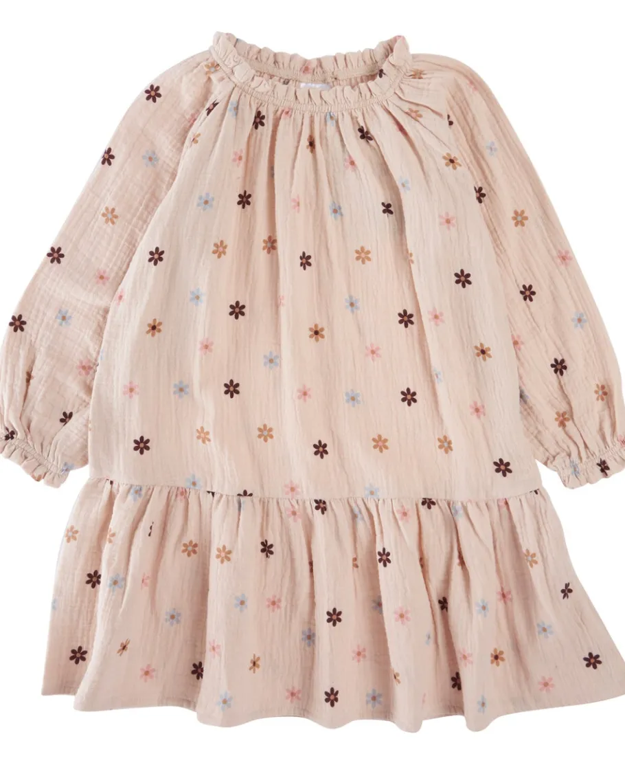 New Little Kids' Long Sleeve Gathered Double Cloth Print Dress Kids Dresses|Kids 1 - 7