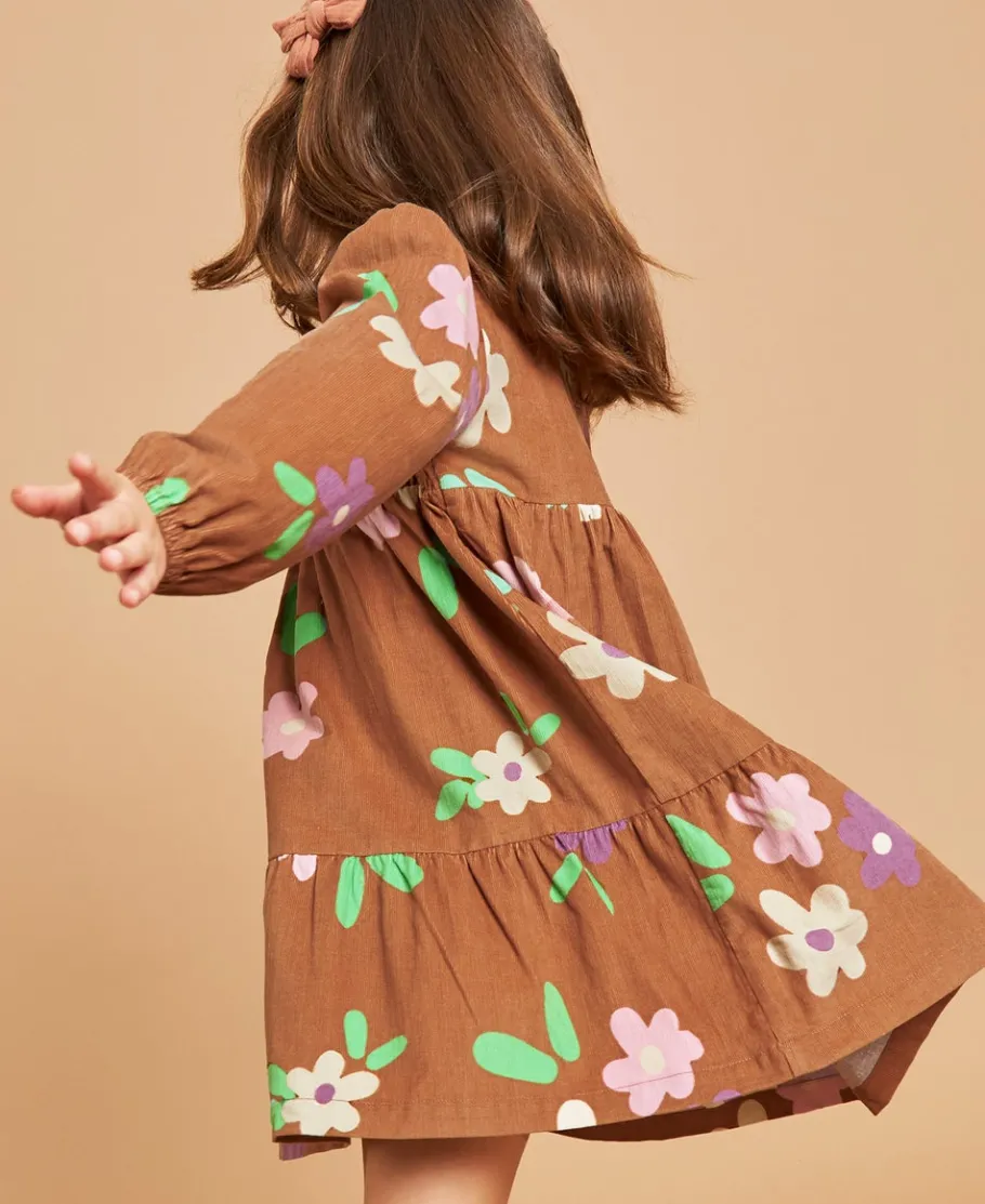 Best Little Kids' Long Sleeve Baby Cord Print Dress Kids Dresses|Kids 1 - 7