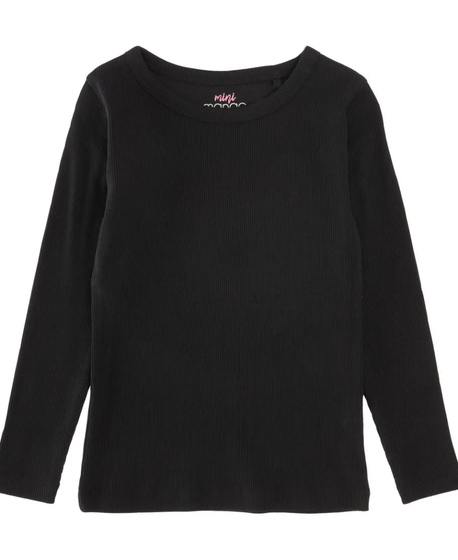 New Little Kids' Long Sleeve Plain Rib Tee Kids Tops|T-Shirts