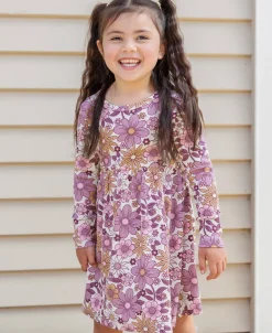Fashion Little Kids' Long Sleeve Printed Rib Dress. Kids Dresses|Kids 1 - 7