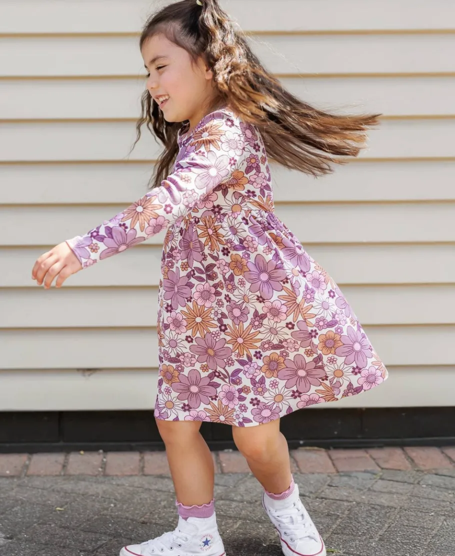 Fashion Little Kids' Long Sleeve Printed Rib Dress. Kids Dresses|Kids 1 - 7