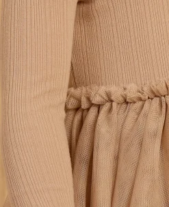Online Little Kids' Long Sleeve Rib Tulle Dress Kids Dresses|Kids 1 - 7
