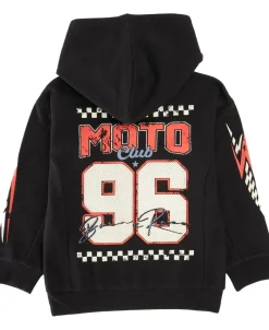 Fashion Little Kids' Moto Print Sporty Panelled Hoodie Kids Sweats + Fleece|Tops