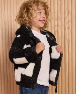 New Little Kids' Printed Zip Through Fleece Hoodie Kids Sweats + Fleece|Tops
