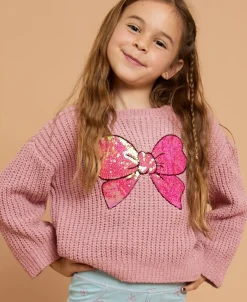 Clearance Little Kids' Sequin Bow Chenille Jumper Kids Tops|Kids 1 - 7