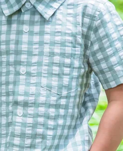 Discount Little Kids' Short Sleeved Mini Me Gingham Shirt Kids Tops|Kids 1 - 7