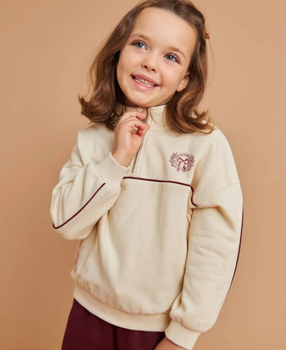 Hot Little Kids' Sporty Piped Panel 1/4 Zip Sweatshirt Kids Sweats + Fleece|Kids 1 - 7