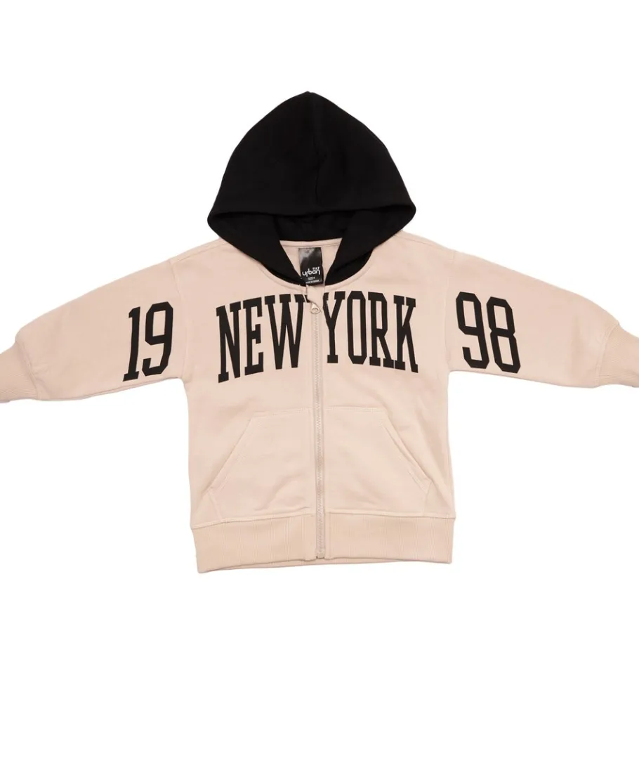 New Little Kids' Zip Print Hoodie Kids Sweats + Fleece|Tops