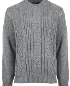 New Men's Cable Flecked Crew Neck Jumper Knitwear & Sweats