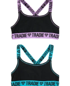 Hot TRADIE Girls 2 Pack Cross Back Crop Tops Kids Kids Singlets & Bras|All Kids Underwear