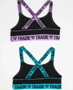 Hot TRADIE Girls 2 Pack Cross Back Crop Tops Kids Kids Singlets & Bras|All Kids Underwear