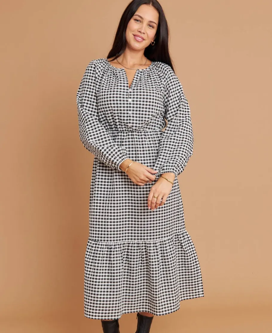 Discount Women's Blouson Sleeve Midi Dress Women Dresses