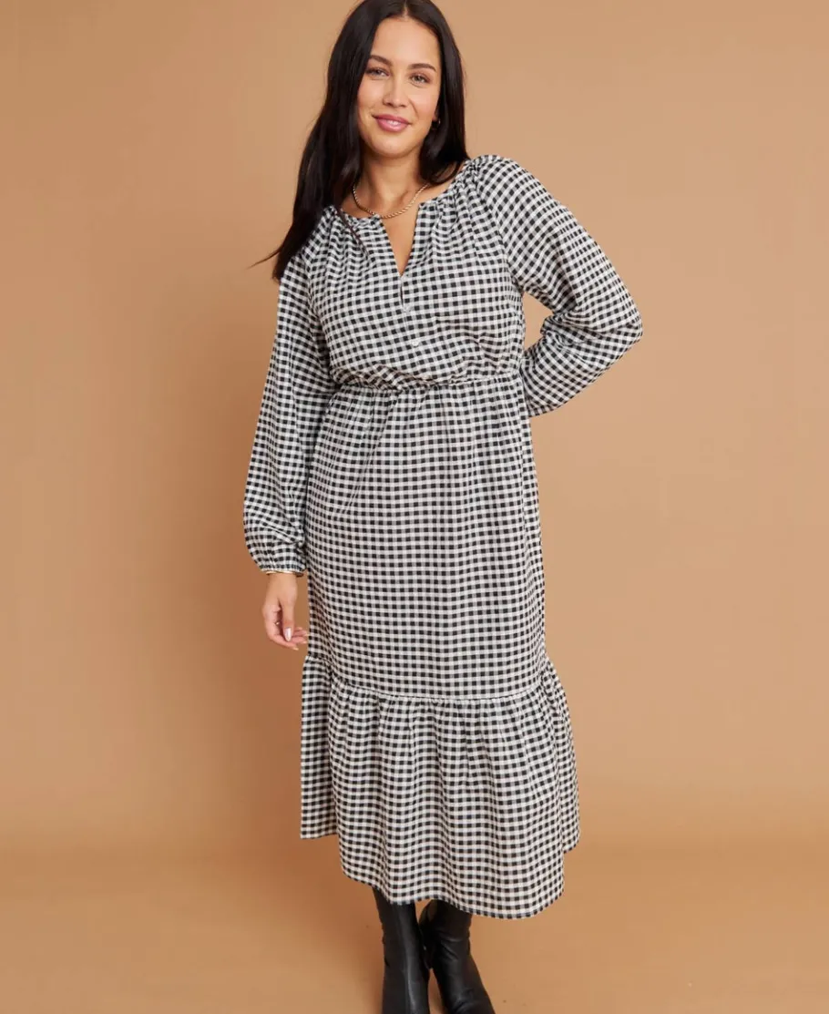 Discount Women's Blouson Sleeve Midi Dress Women Dresses