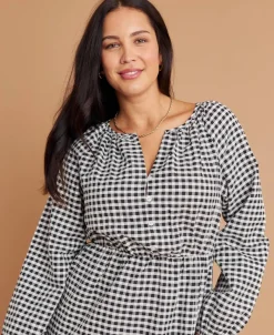 Discount Women's Blouson Sleeve Midi Dress Women Dresses