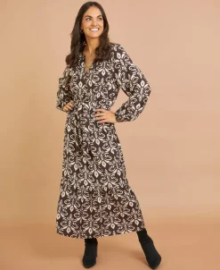 New Women's Blouson Sleeve Midi Dress Women Dresses