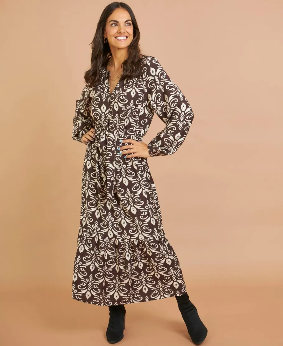 New Women's Blouson Sleeve Midi Dress Women Dresses