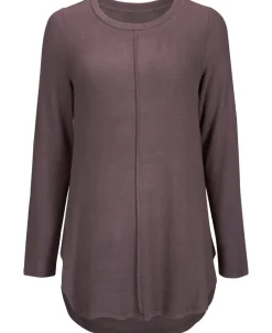 Hot Women's Brushed Long Sleeve Scoop Hem Top Women T-Shirts|Tops