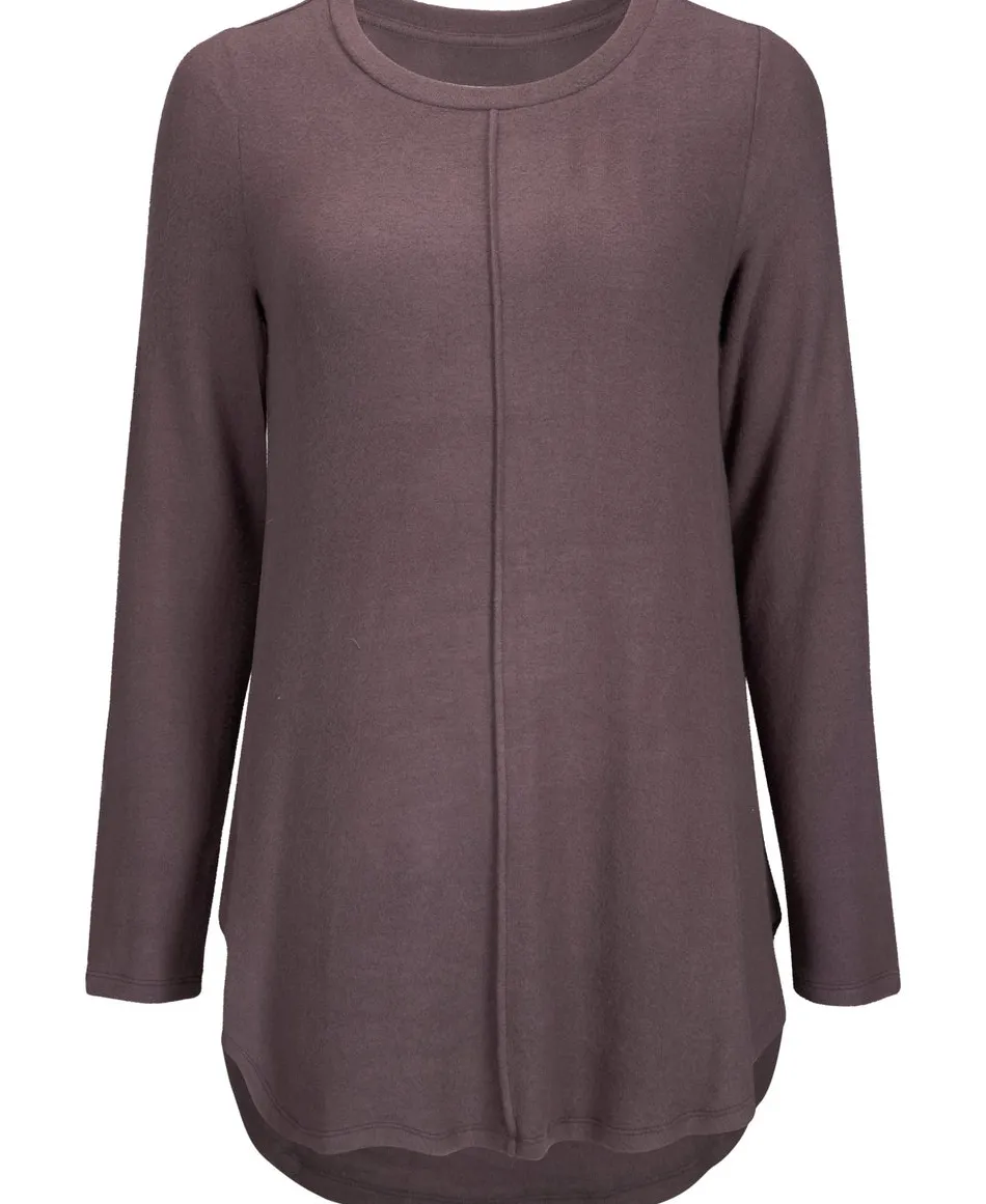 Hot Women's Brushed Long Sleeve Scoop Hem Top Women T-Shirts|Tops