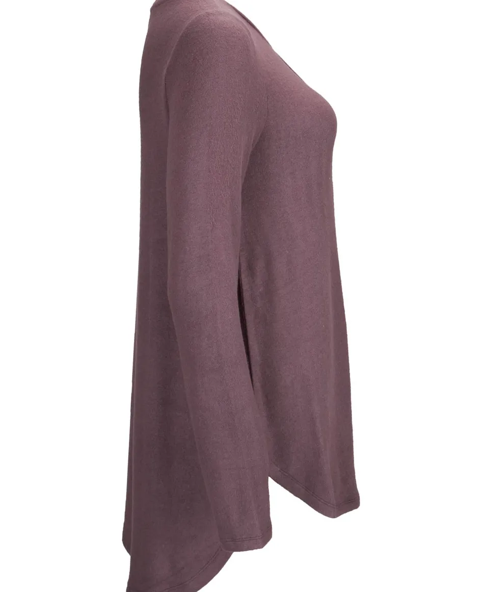 Hot Women's Brushed Long Sleeve Scoop Hem Top Women T-Shirts|Tops