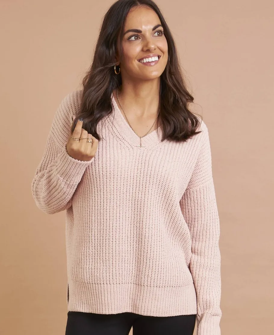 Clearance Women's Chenille V-Neck Jumper Women Knitwear