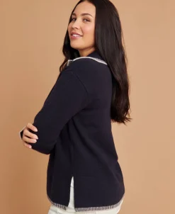 Outlet Women's Contrast Polo Jumper Women Knitwear