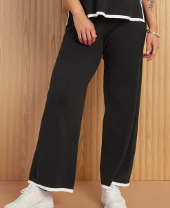 Discount Women's Contrast Trim Wide Leg Pants Women Pants & Leggings|Activewear & Leisure