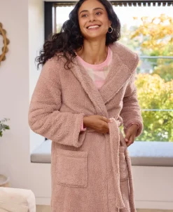 Fashion Women's Fluffy Hooded Robe Women Sleepwear