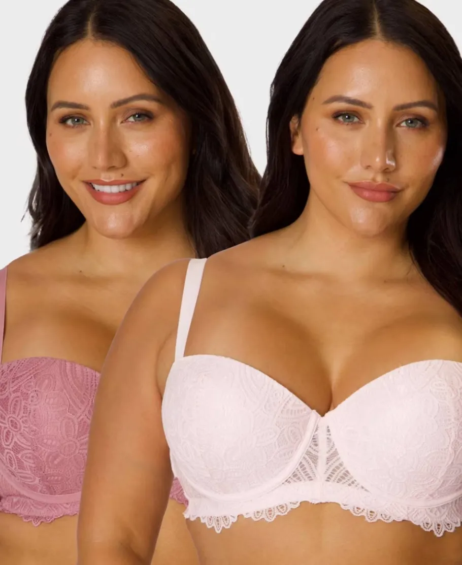 Fashion Women's Full Figure 2 Pack Lace Balconette Bras Women Lingerie|Womens Bras