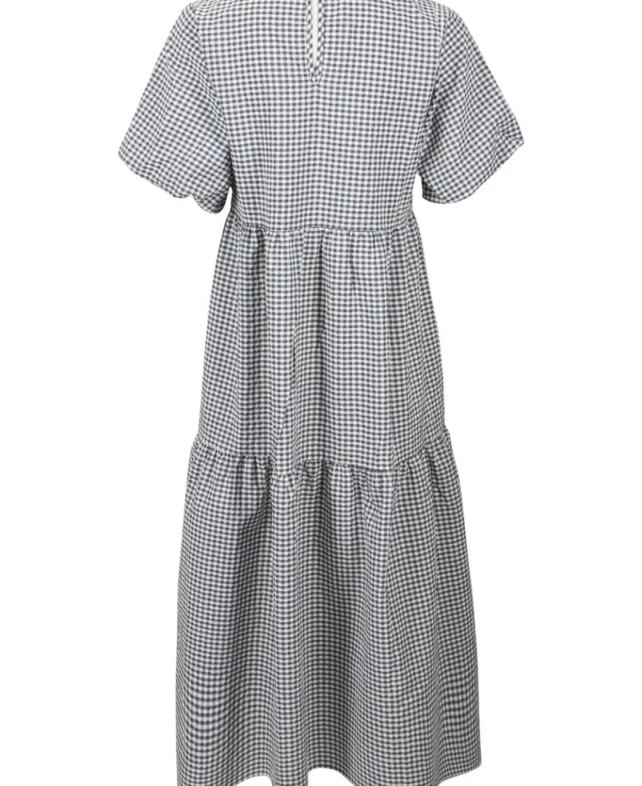 New Women's Gingham Tier Midi Dress Women Dresses