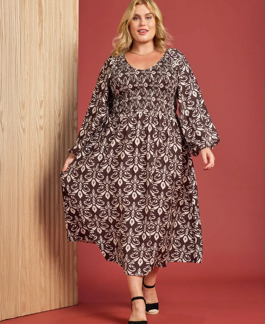 Online Women's Isobelle Smocked Bodice Midi Dress Women Plus Size|Dresses