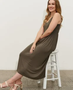 Outlet Women's Knit Midi Babydoll Dress Women Dresses