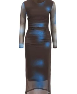 Best Women's Long Sleeve Mesh Midi Dress Women Dresses