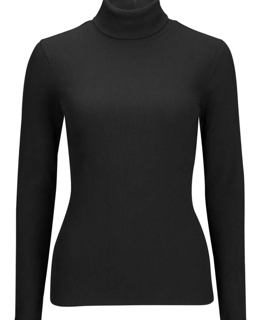 Discount Women's Long Sleeve Rib Roll Neck Top Women T-Shirts|Tops