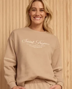 New Women's Piping Print Sweatshirt Women Sweats & Fleece