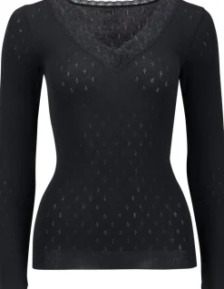 Hot Women's Pointelle Long Sleeve Top Women Thermals|Women'S Thermals