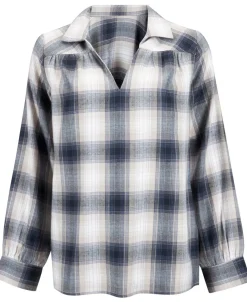 Hot Women's Popover Brushed Check Top Women T-Shirts|Tops
