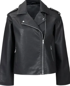 Online Women's Relaxed Pleather Jacket Women Jackets & Coats