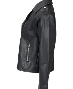 Online Women's Relaxed Pleather Jacket Women Jackets & Coats